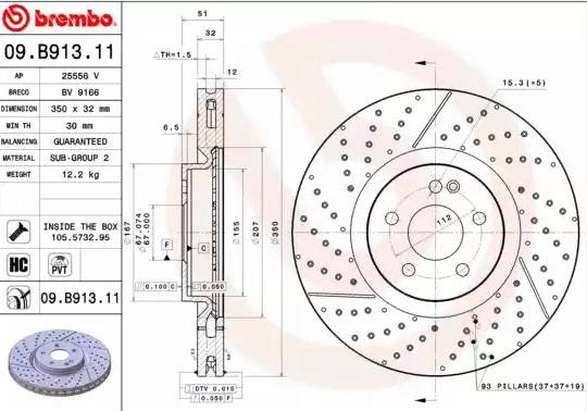 Compre 09B91311 Brembo Disco do freio dianteiro
