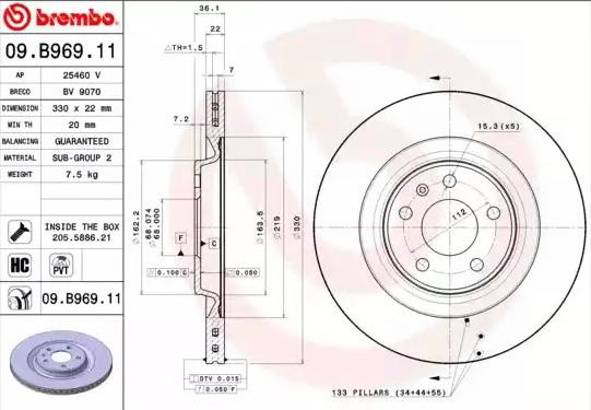 Disco do freio traseiro Brembo 09B96911