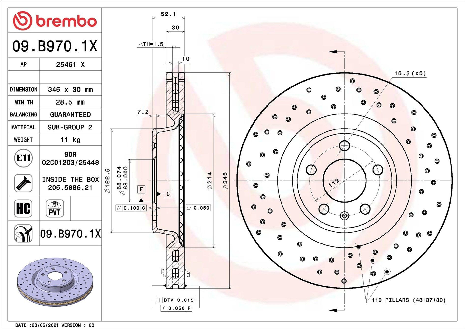 Disco do freio dianteiro Brembo 09B9701X preço, a partir de 82,69 USD