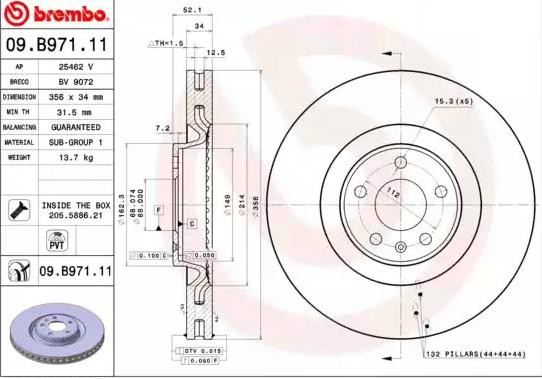Compre 09B97111 Brembo Disco do freio dianteiro