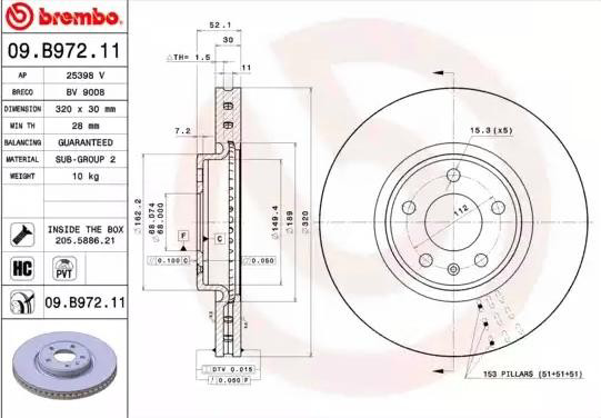 09B97211 Brembo Disco do freio dianteiro