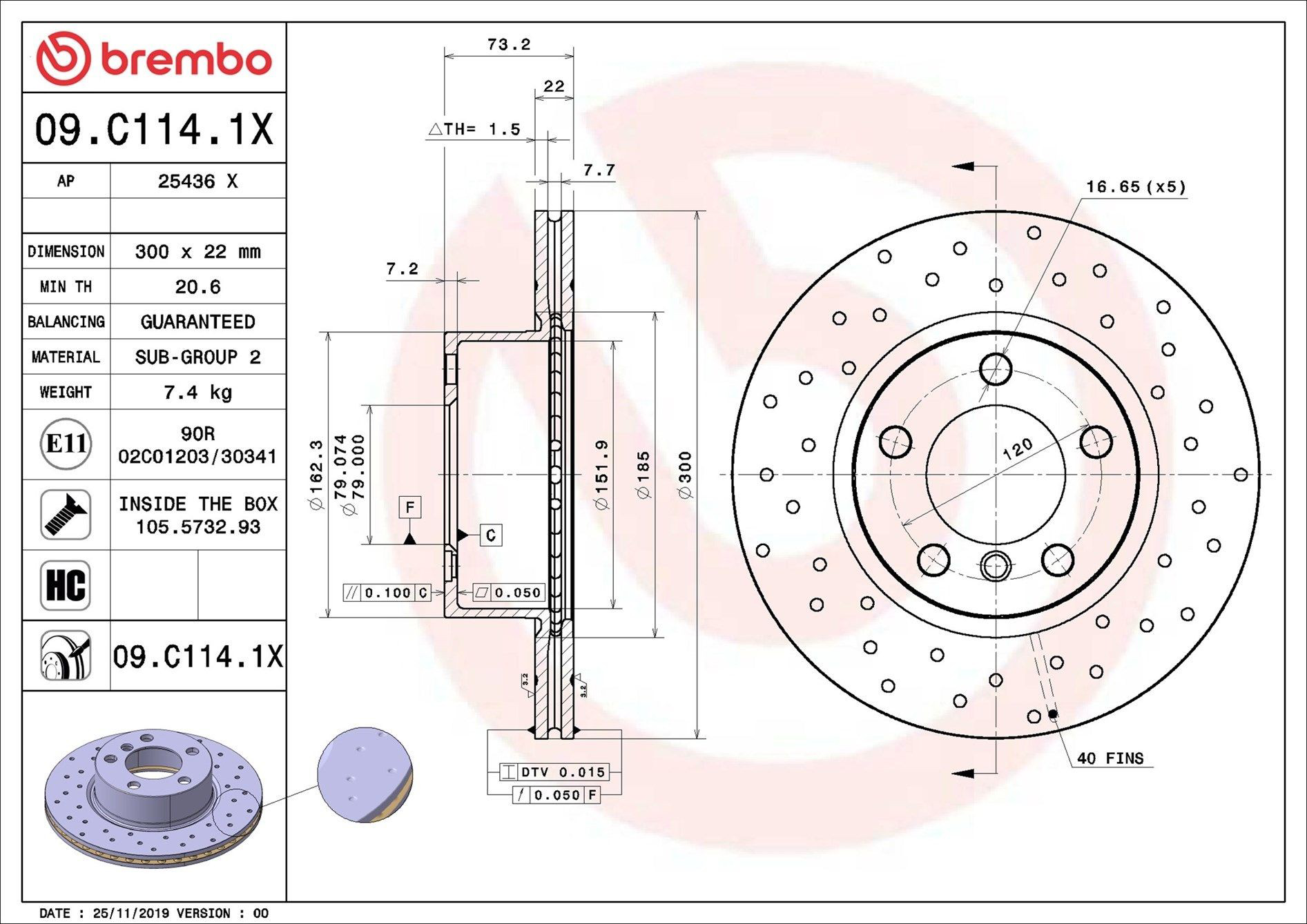 Disco do freio dianteiro Brembo 09C1141X preço, a partir de 53,14 USD