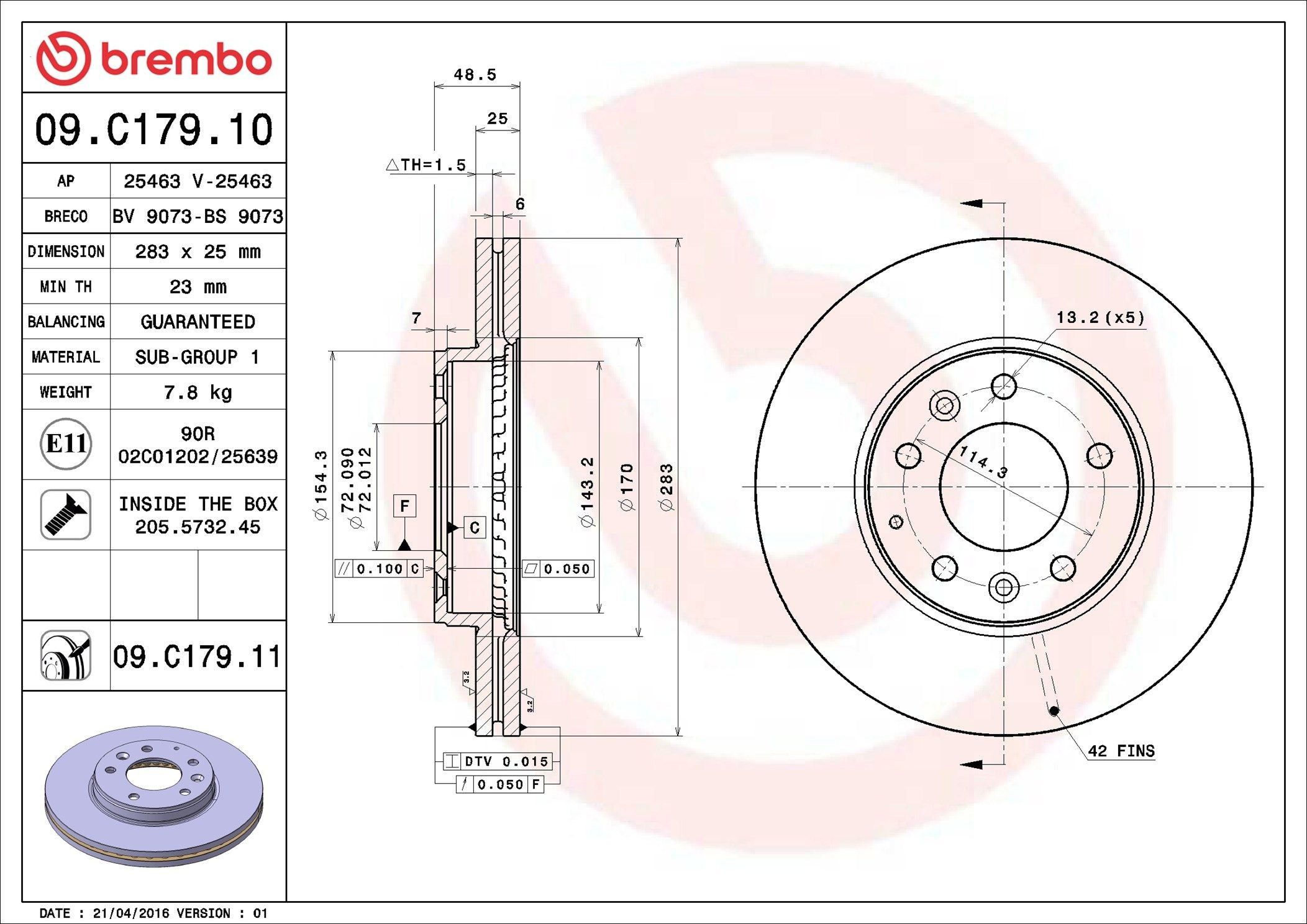 Disco do freio dianteiro Brembo 09C17911 preço, a partir de 42,43 USD