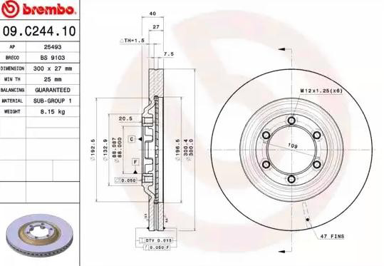 Disco do freio dianteiro Brembo 09C24410 preço, a partir de 100,63 USD