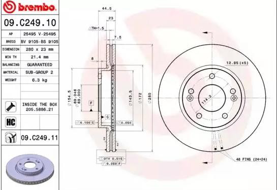 Compre 09C24911 Brembo Disco do freio dianteiro