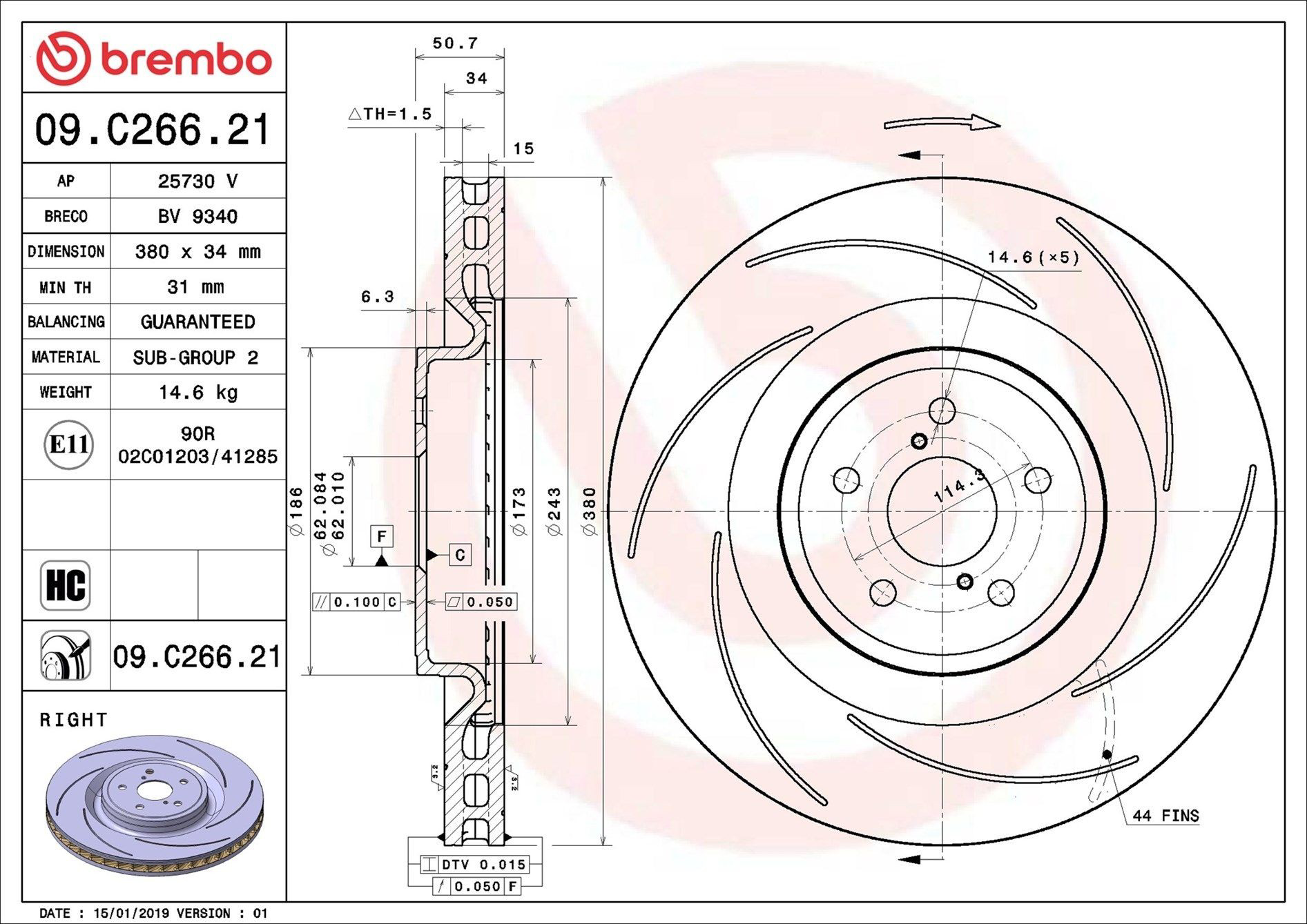 Compre 09C26621 Brembo Disco do freio dianteiro