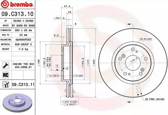 Disco do freio dianteiro Brembo 09C31311