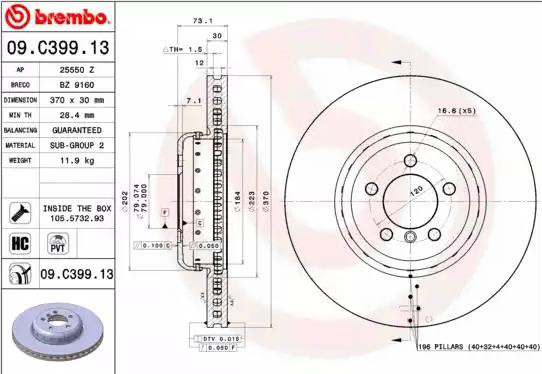 Compre 09C39913 Brembo Disco do freio dianteiro