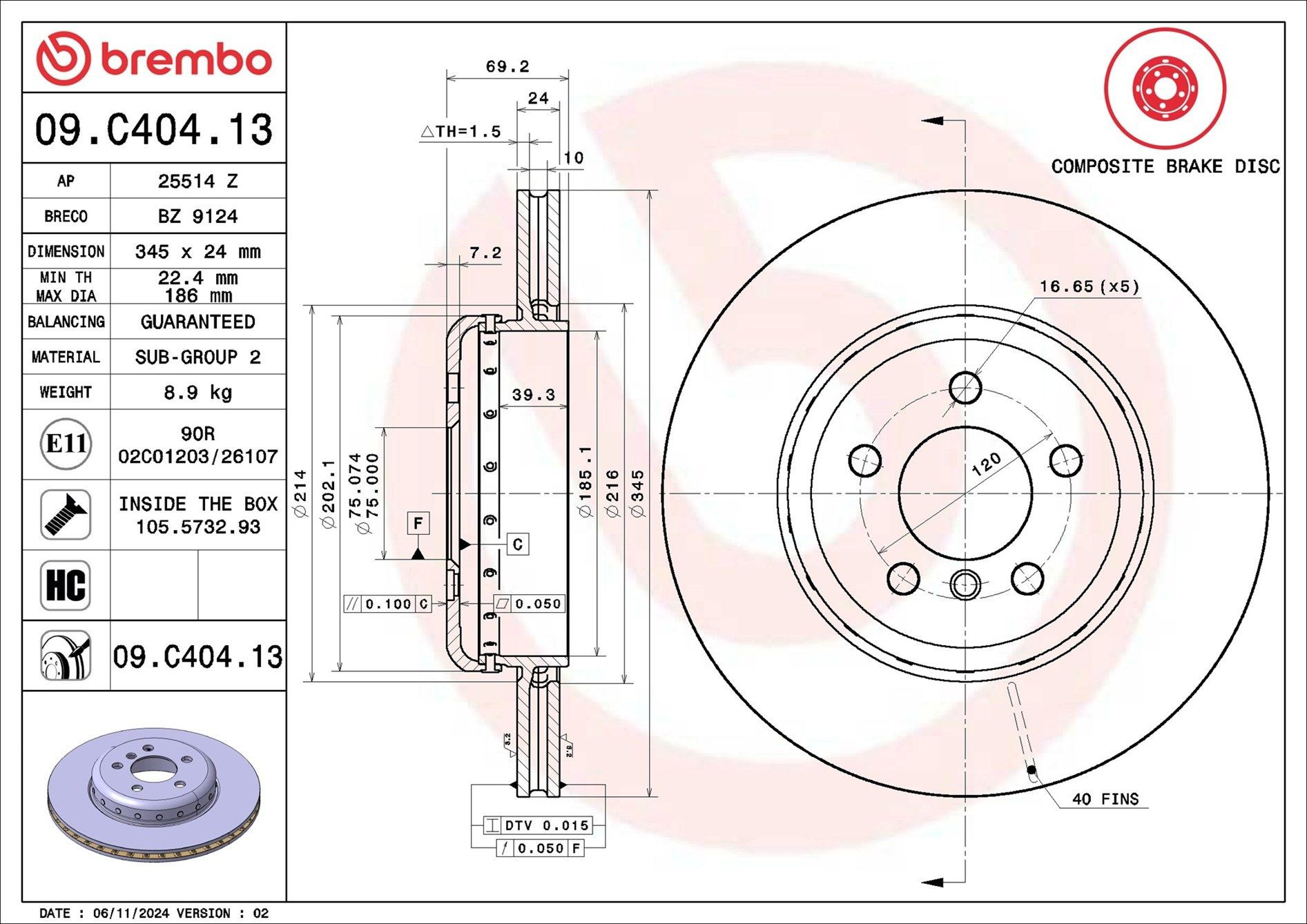 Disco do freio traseiro Brembo 09C40413 preço, a partir de 113,27 USD