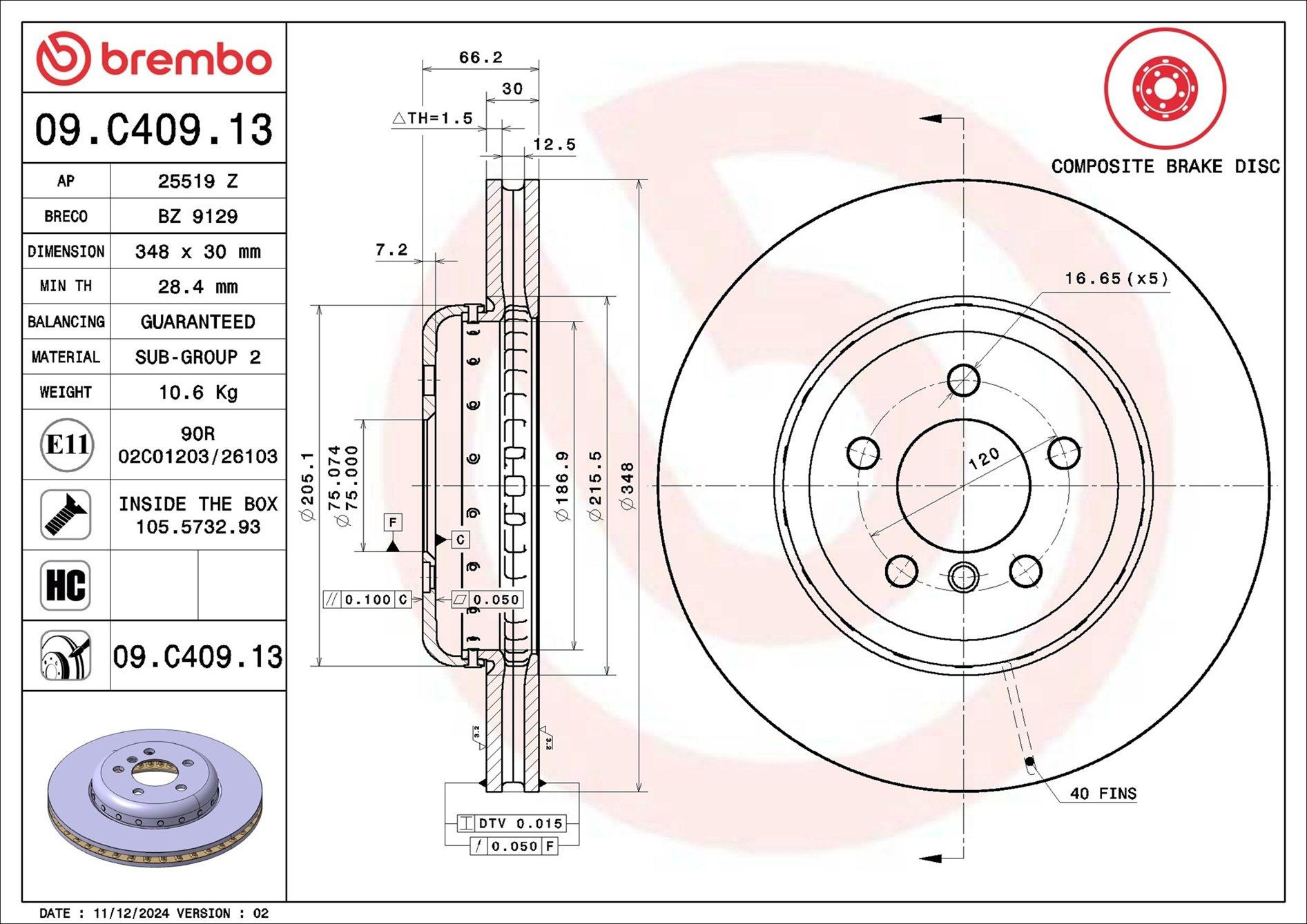 Disco do freio dianteiro Brembo 09C40913 preço, a partir de 127,31 USD