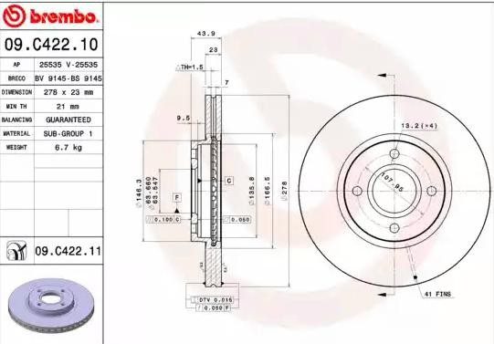 Compre 09C42211 Brembo Disco do freio dianteiro