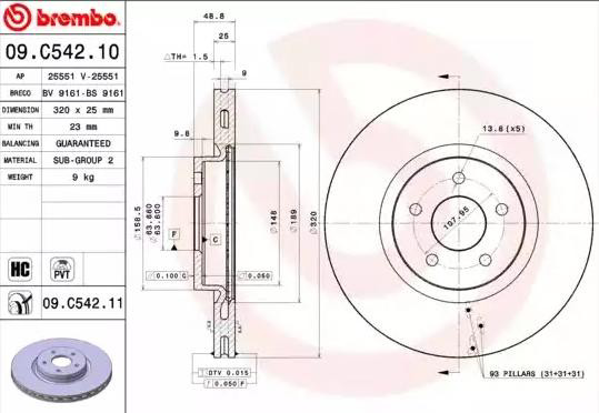 09C54211 Brembo Disco do freio dianteiro