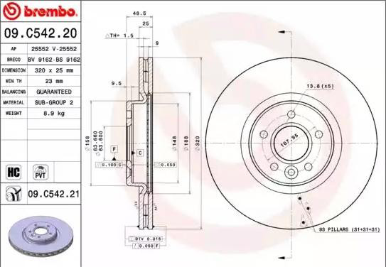 09C54221 Brembo Disco do freio dianteiro