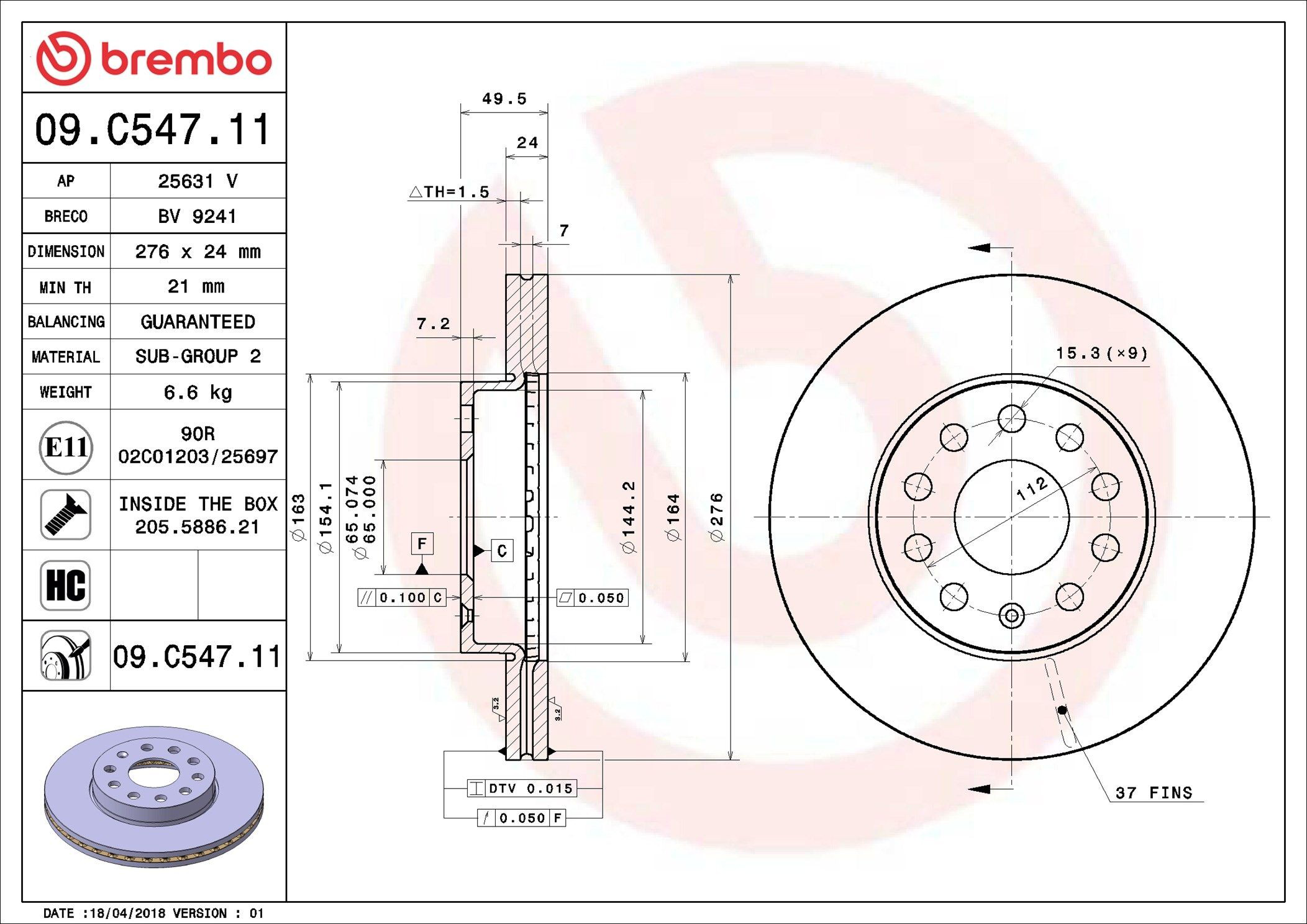 Compre 09C54711 Brembo Disco do freio dianteiro
