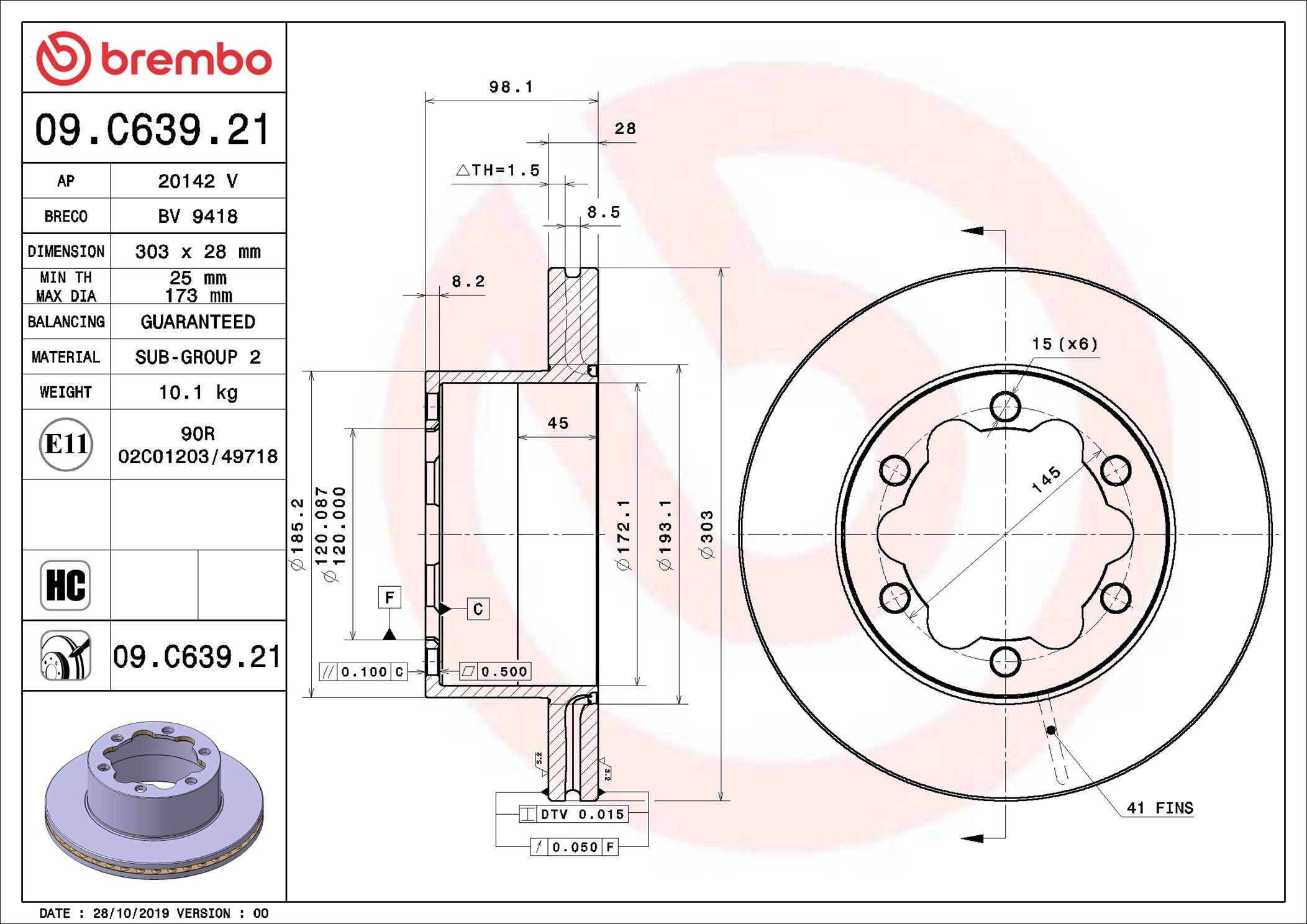 Compre 09C63921 Brembo Disco do freio traseiro