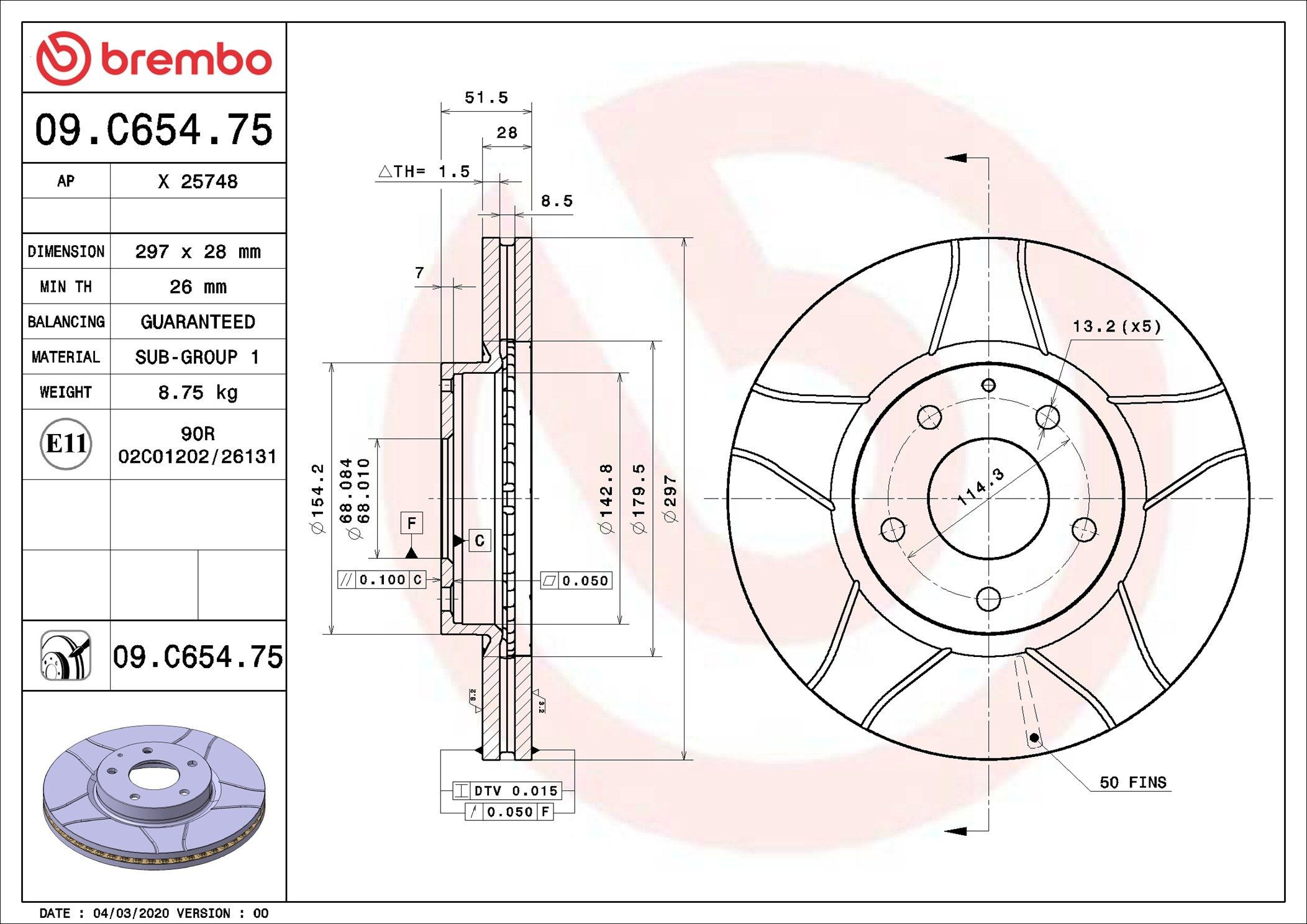 Disco do freio dianteiro Brembo 09C65475 preço, a partir de 51,83 USD