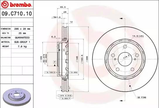 Compre 09C71011 Brembo Disco do freio dianteiro