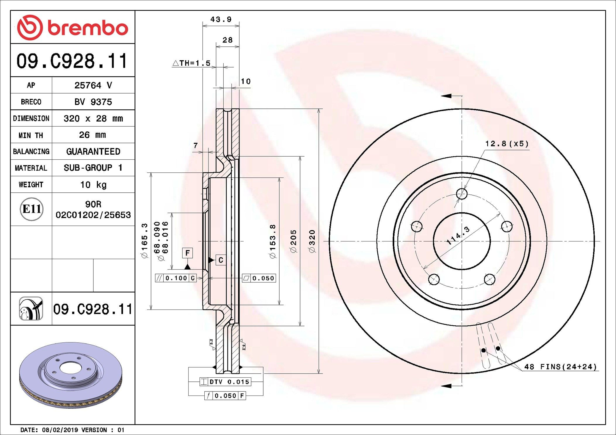 Compre 09C92811 Brembo Disco do freio dianteiro