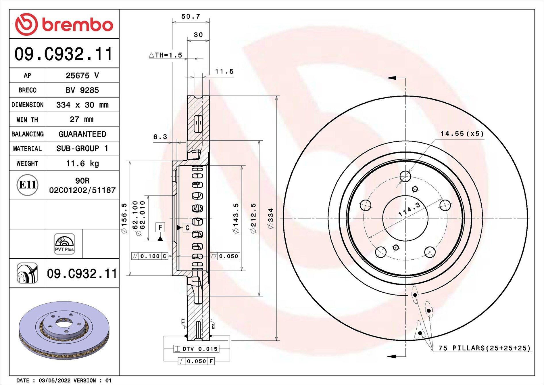 Compre 09C93211 Brembo Disco do freio dianteiro