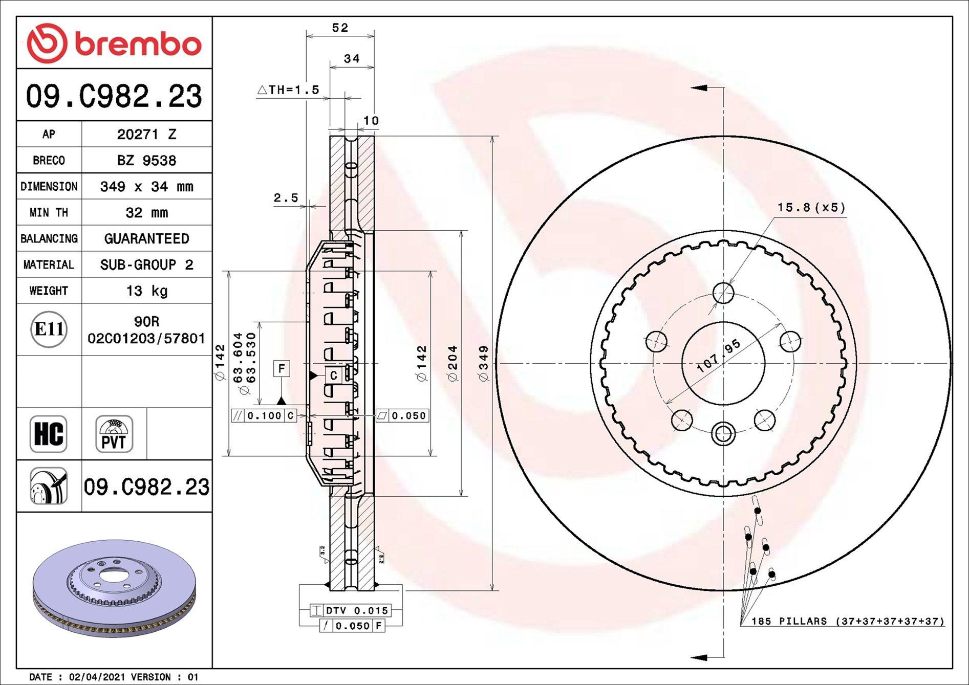Disco do freio dianteiro Brembo 09C98223 preço, a partir de 144,21 USD