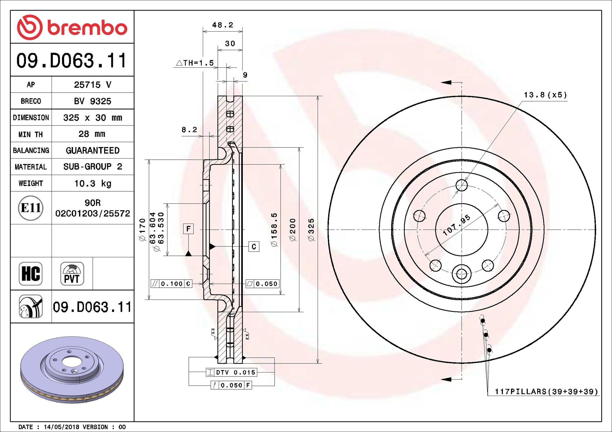 Compre 09D06311 Brembo Disco do freio dianteiro