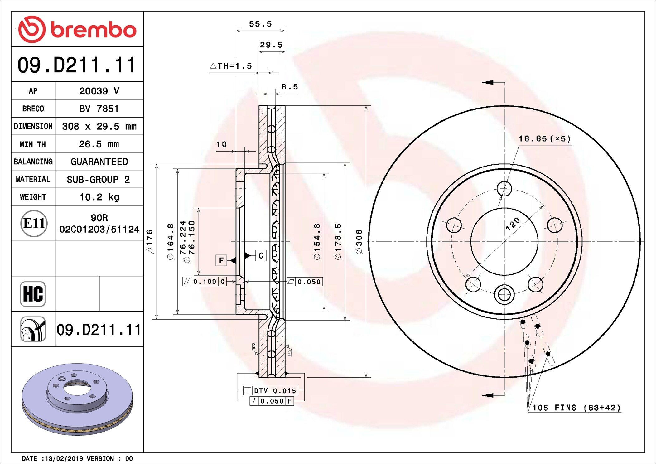 Disco do freio dianteiro Brembo 09D21111 preço, a partir de 67,07 USD