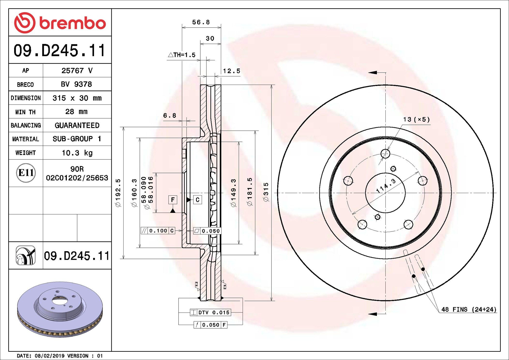Disco do freio dianteiro Brembo 09D24511 preço, a partir de 86,09 USD