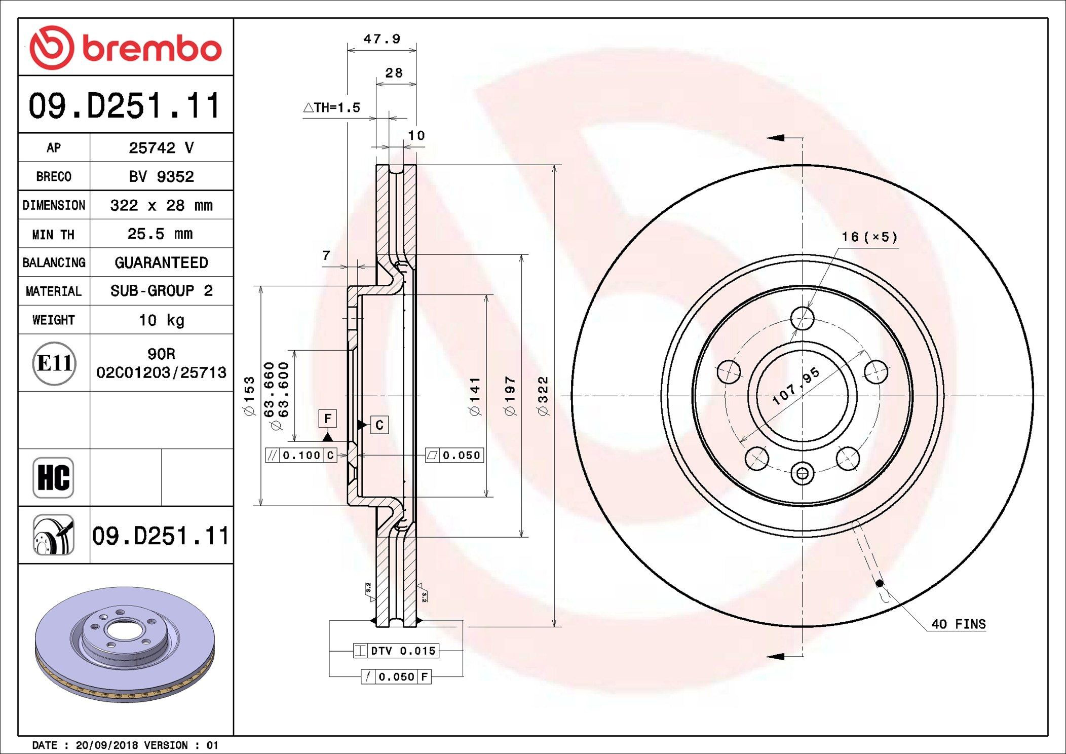 Compre 09D25111 Brembo Disco do freio dianteiro