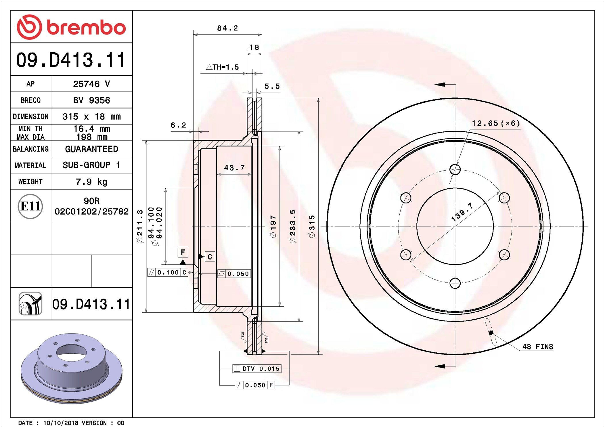 Disco do freio traseiro Brembo 09D41311 preço, a partir de 74,67 USD