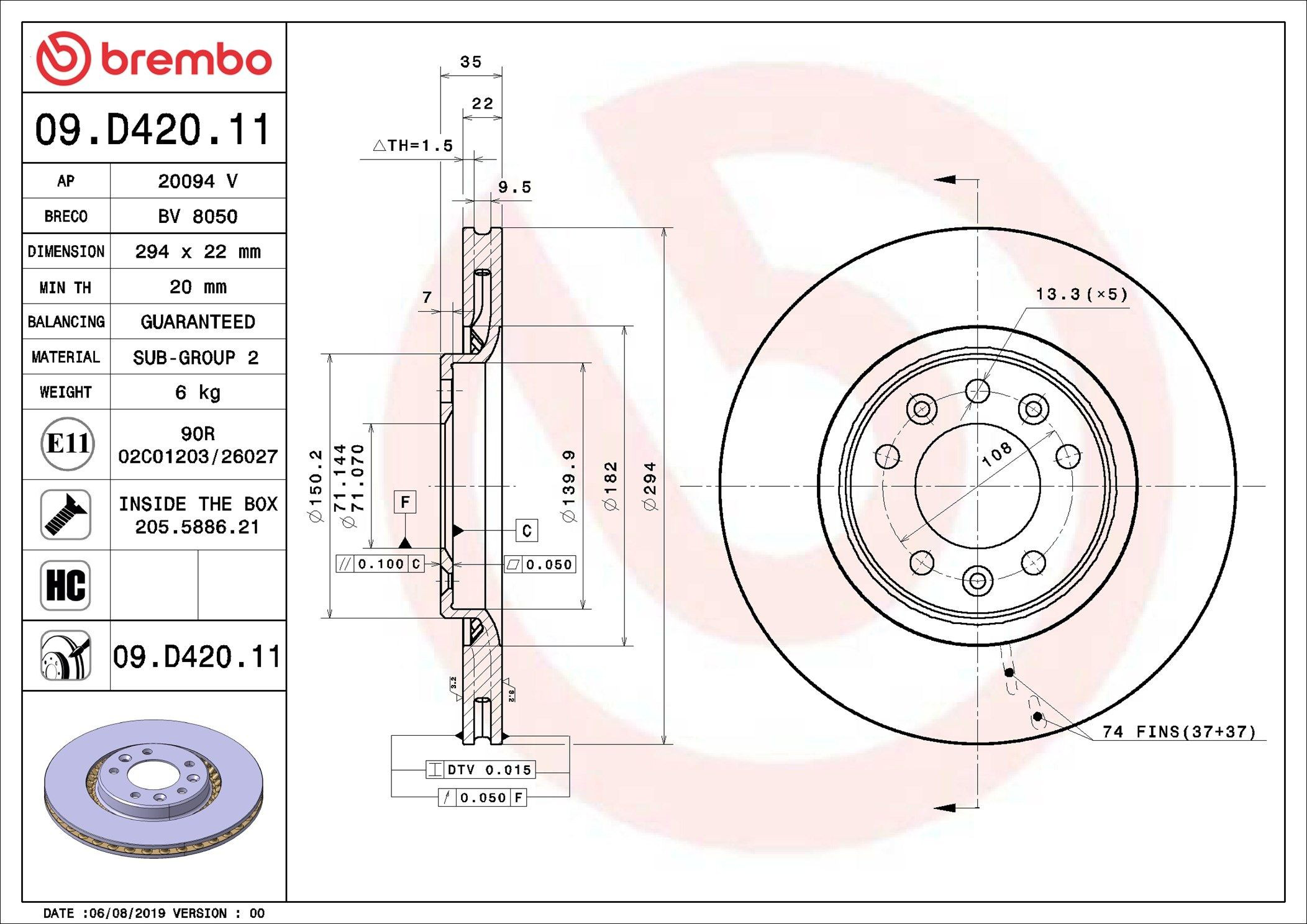 Disco do freio traseiro Brembo 09D42011 preço, a partir de 48,61 USD