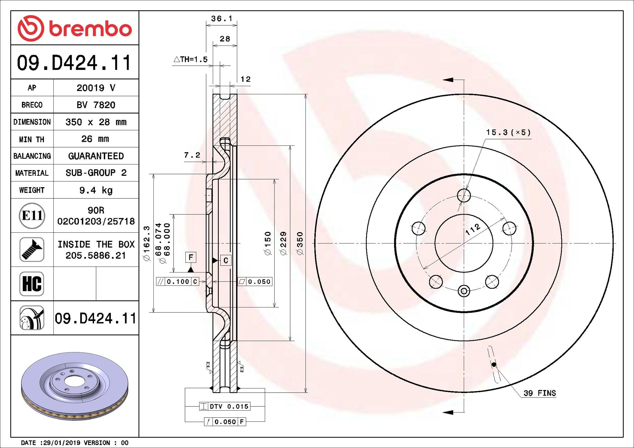 Disco do freio traseiro Brembo 09D42411 preço, a partir de 104,64 USD