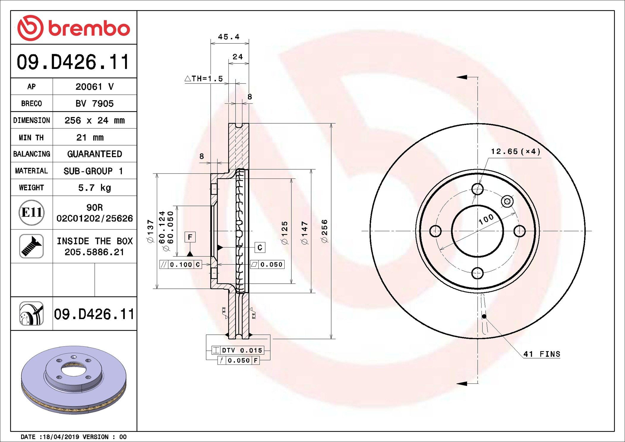 Disco do freio dianteiro Brembo 09D42611 preço, a partir de 54,16 USD