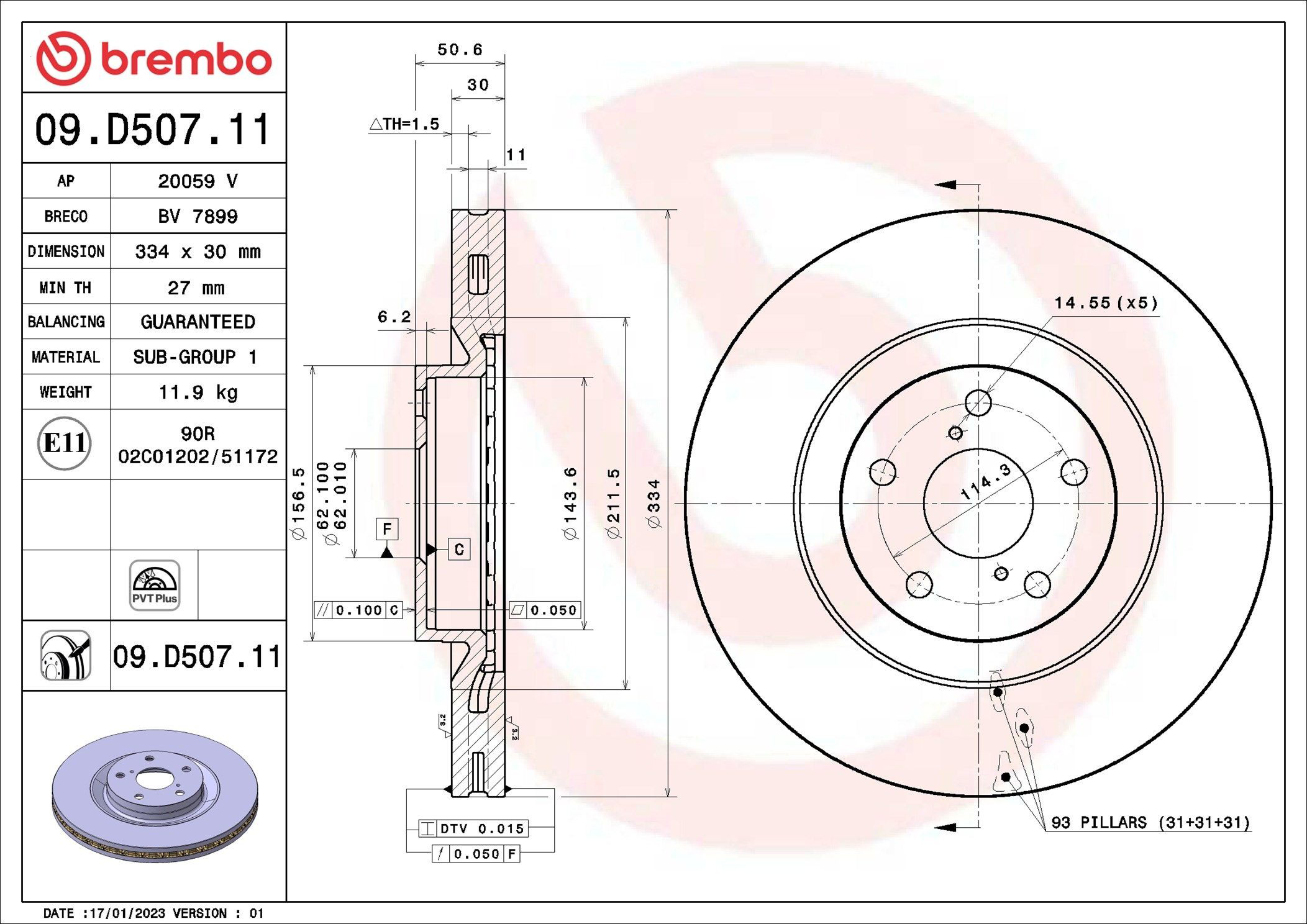 Compre 09D50711 Brembo Disco do freio dianteiro