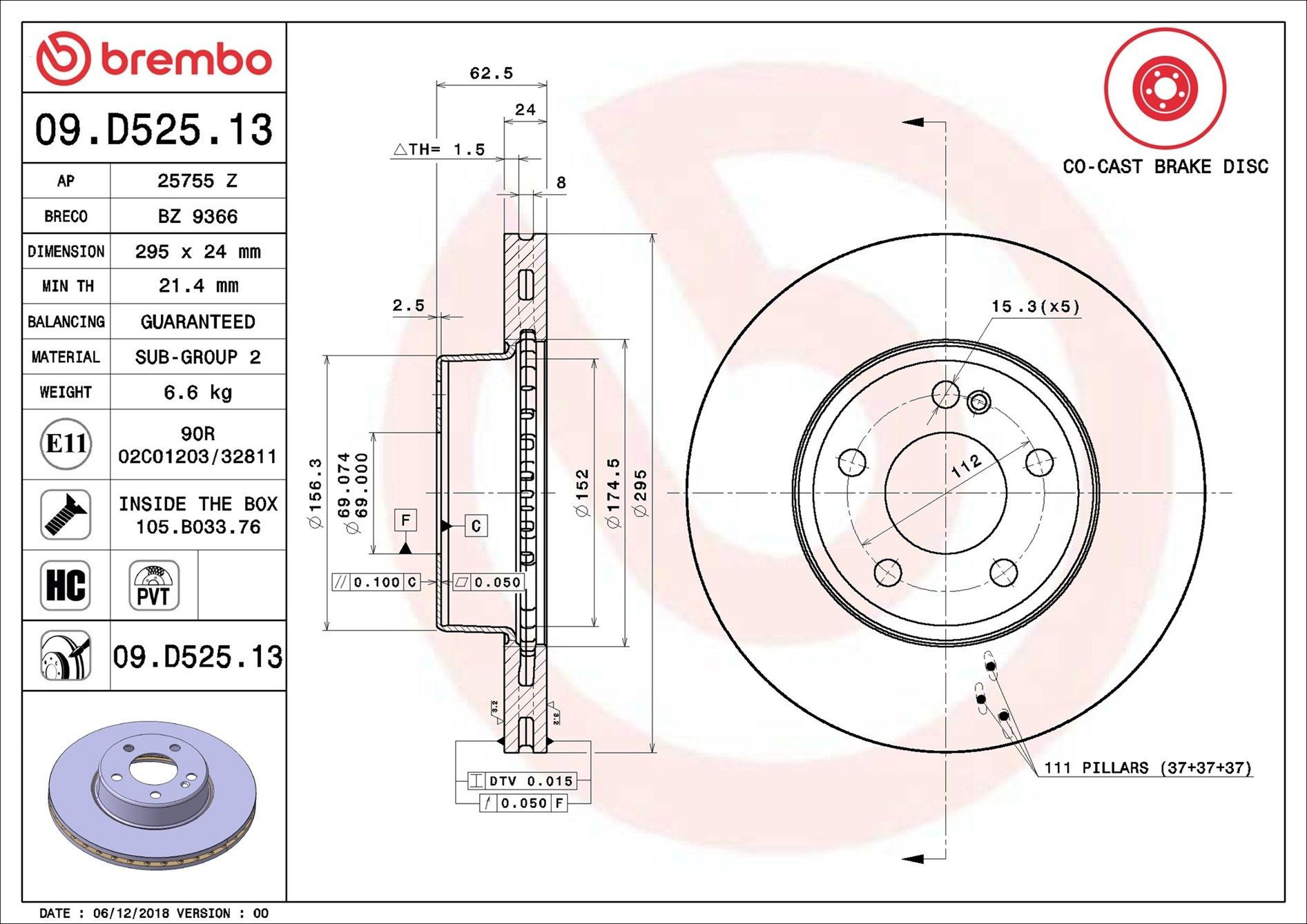 Compre 09D52513 Brembo Disco do freio dianteiro
