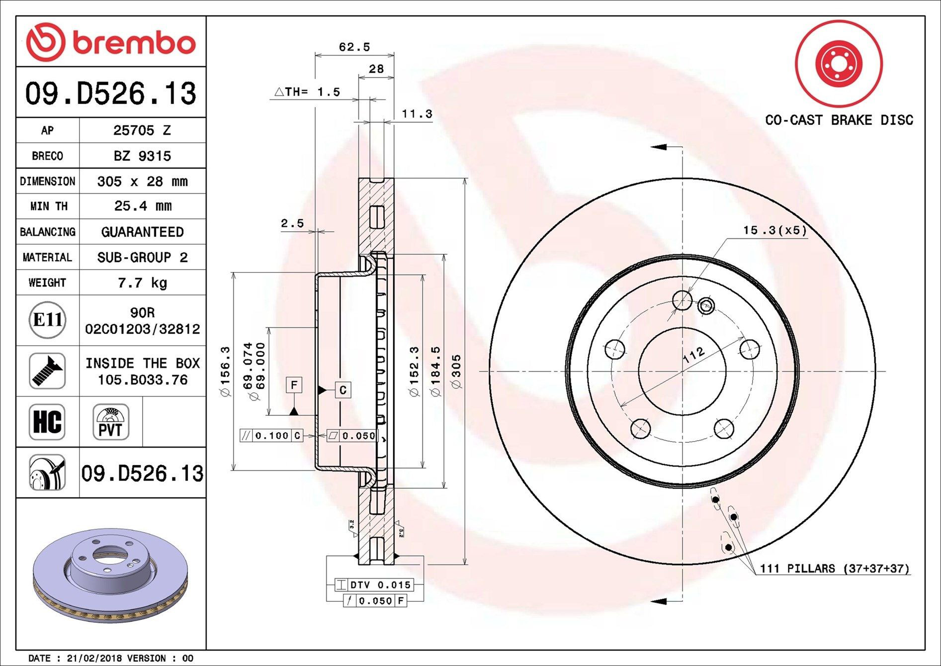 Disco do freio dianteiro Brembo 09D52613 preço, a partir de 113,28 USD