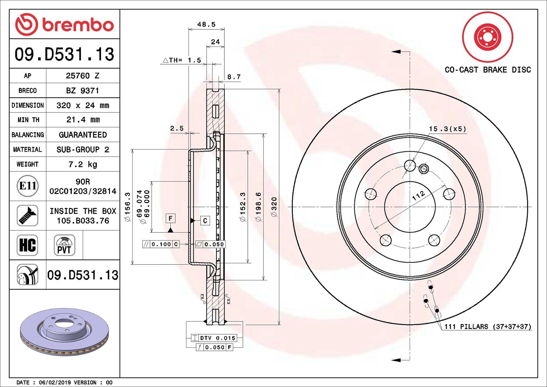 Compre 09D53113 Brembo Disco do freio traseiro