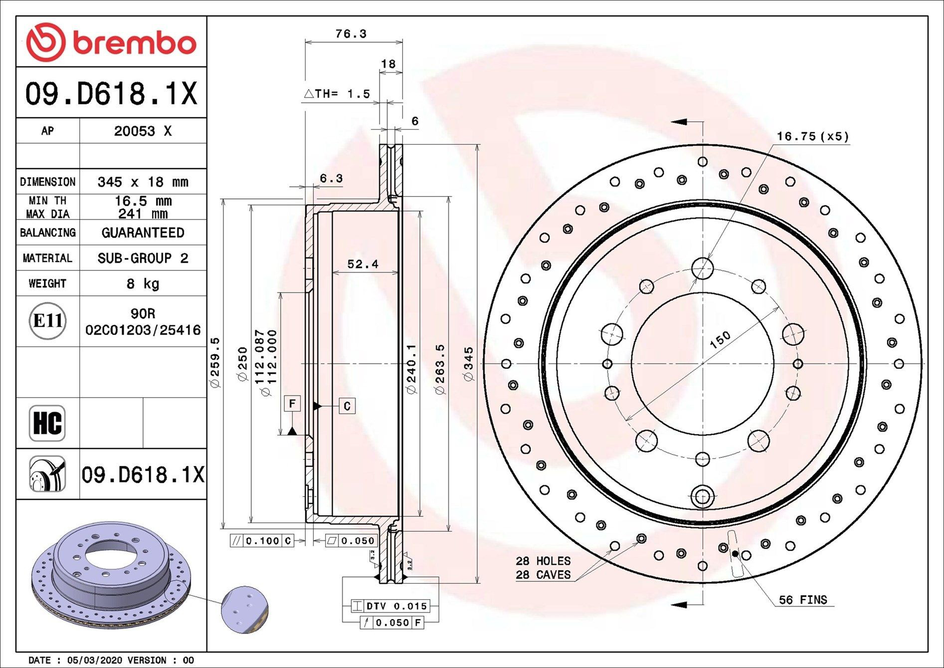 Disco do freio traseiro Brembo 09D6181X preço, a partir de 107,87 USD