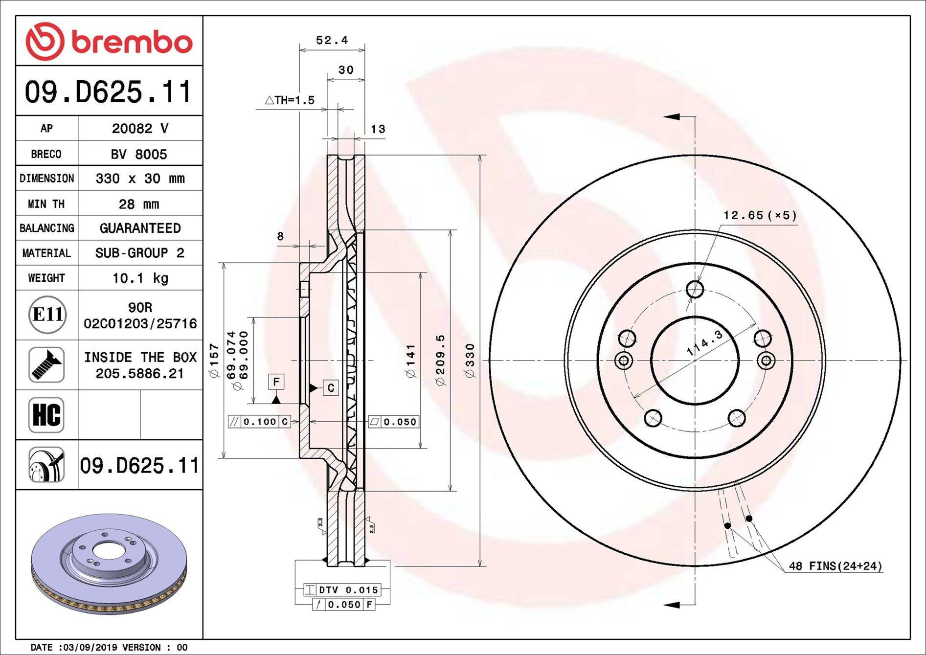 Compre 09D62511 Brembo Disco do freio dianteiro
