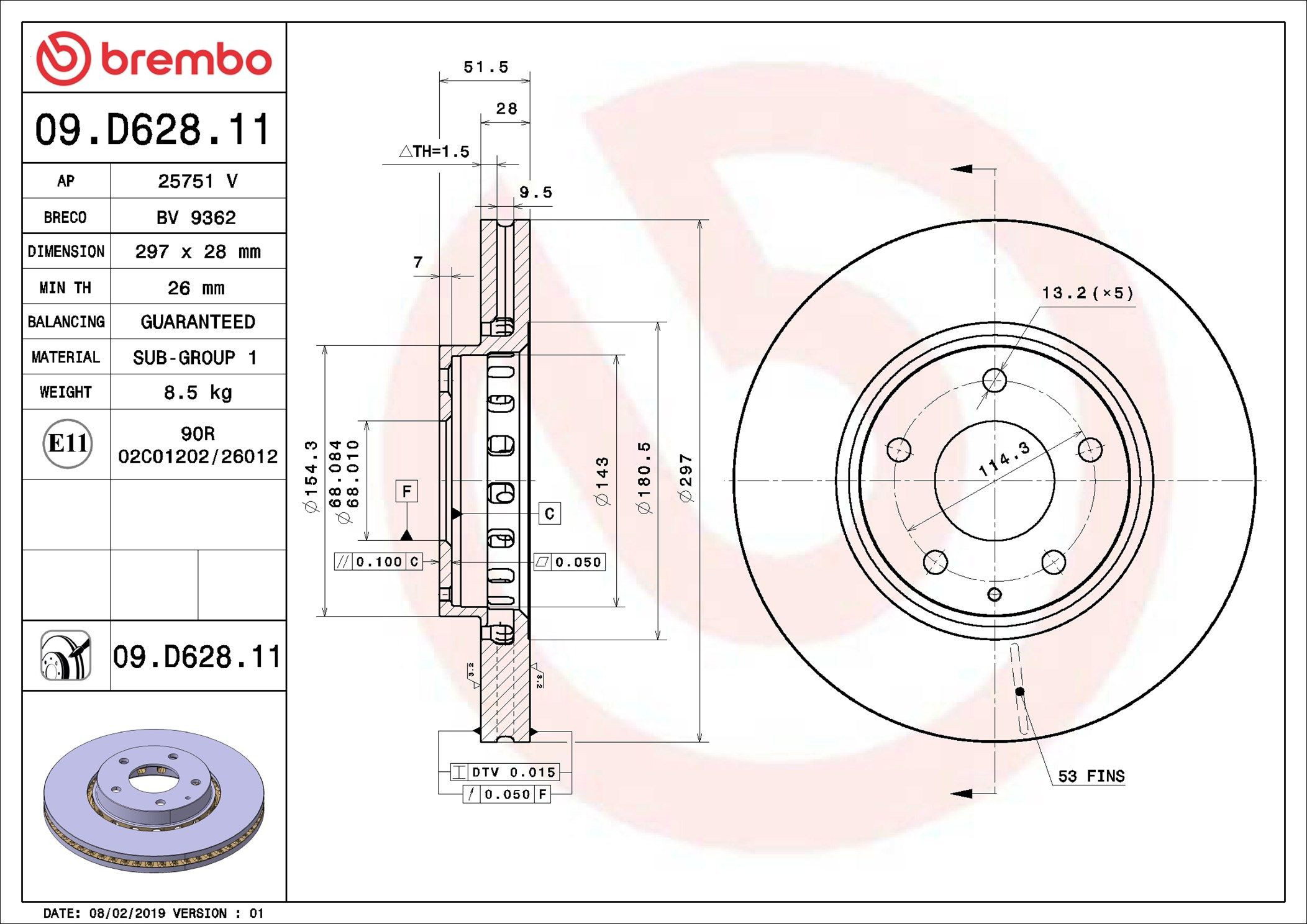 Disco do freio dianteiro Brembo 09D62811 preço, a partir de 83,46 USD