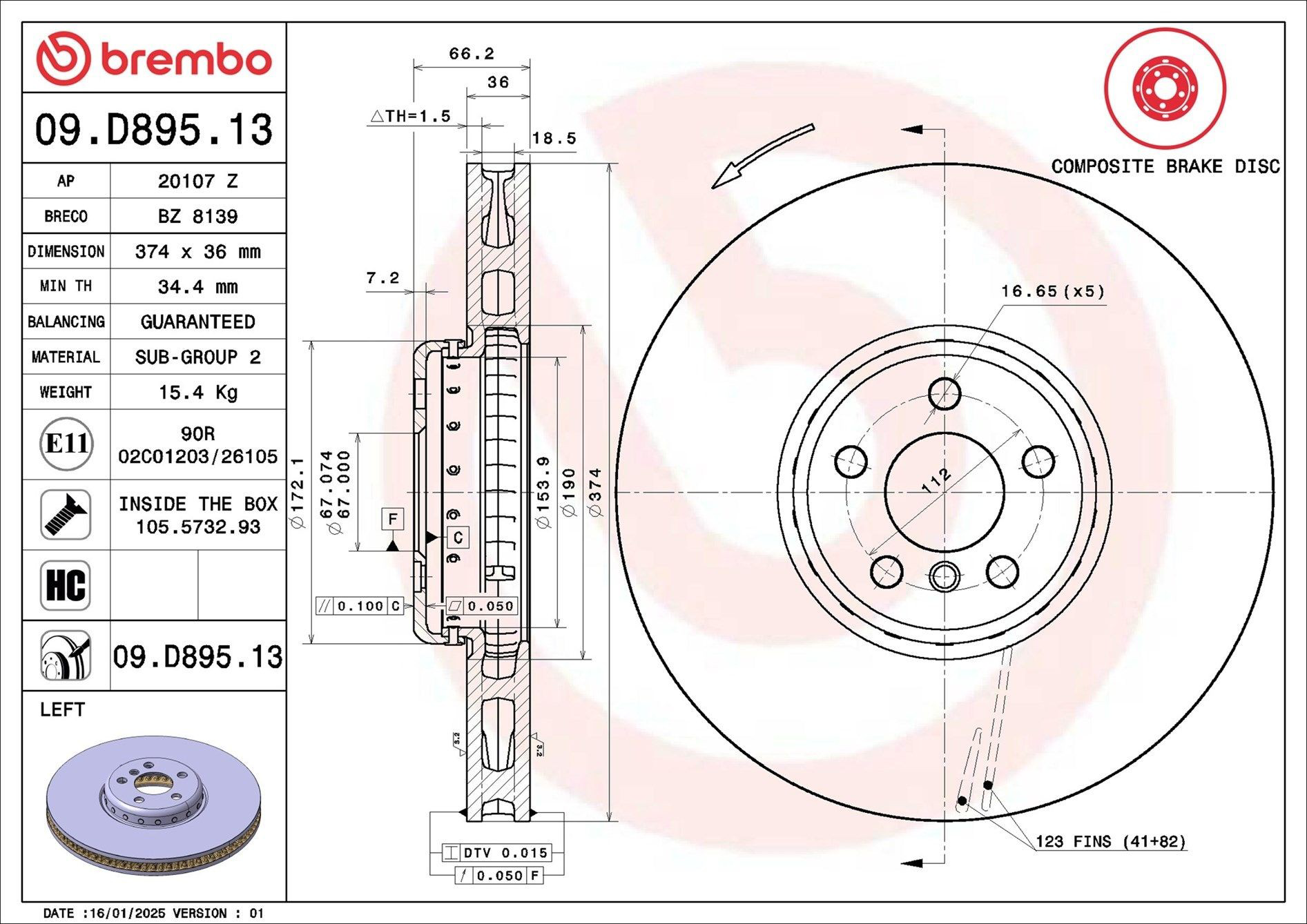 Compre 09D89513 Brembo Disco do freio dianteiro