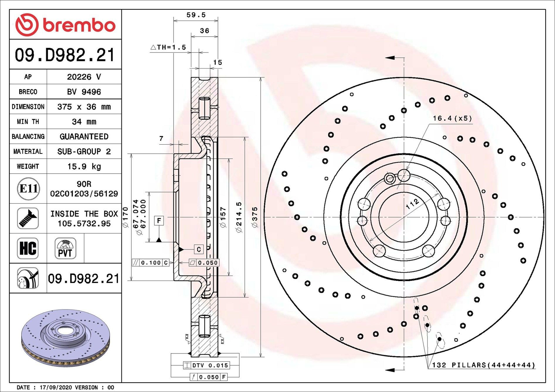 Compre 09D98221 Brembo Disco do freio dianteiro