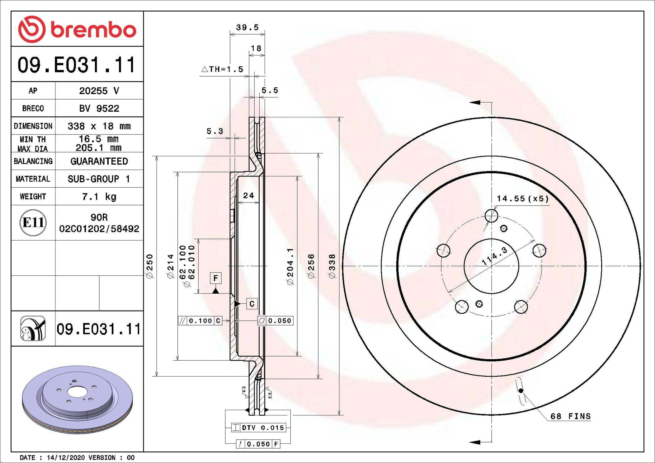 Disco do freio traseiro Brembo 09E03111 preço, a partir de 93,19 USD