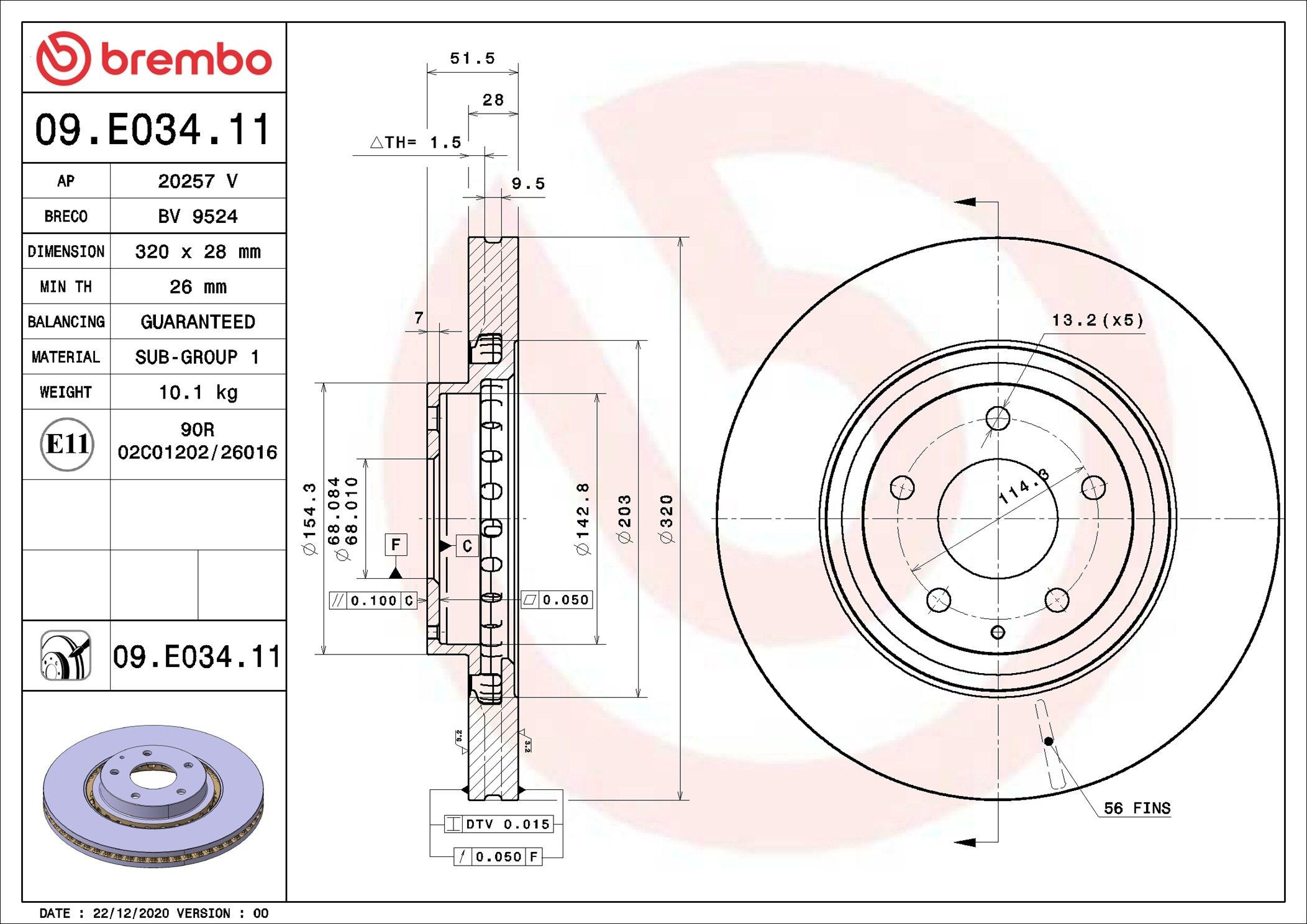 Compre 09E03411 Brembo Disco do freio dianteiro