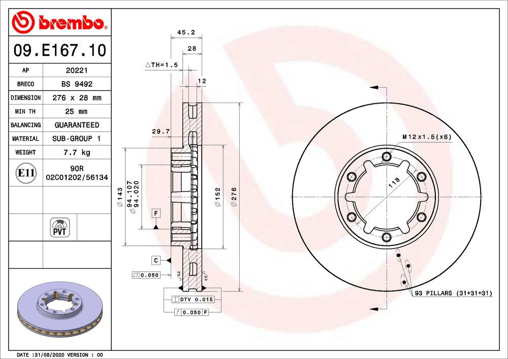 Disco do freio dianteiro Brembo 09E16710 preço, a partir de 94,66 USD