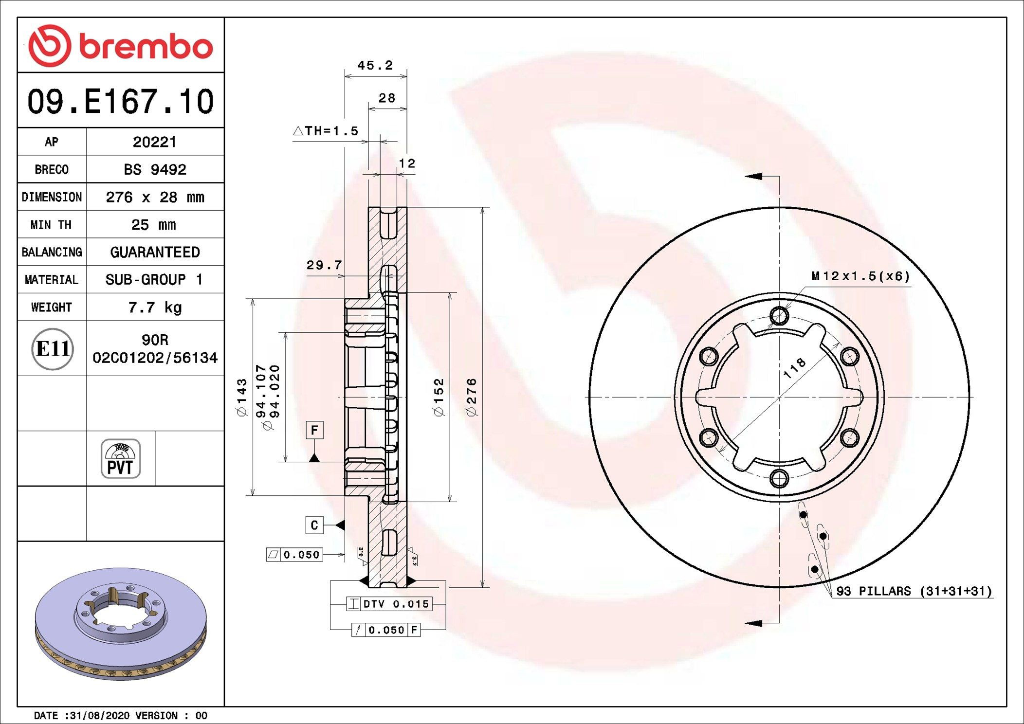 Compre 09E16710 Brembo Disco do freio dianteiro