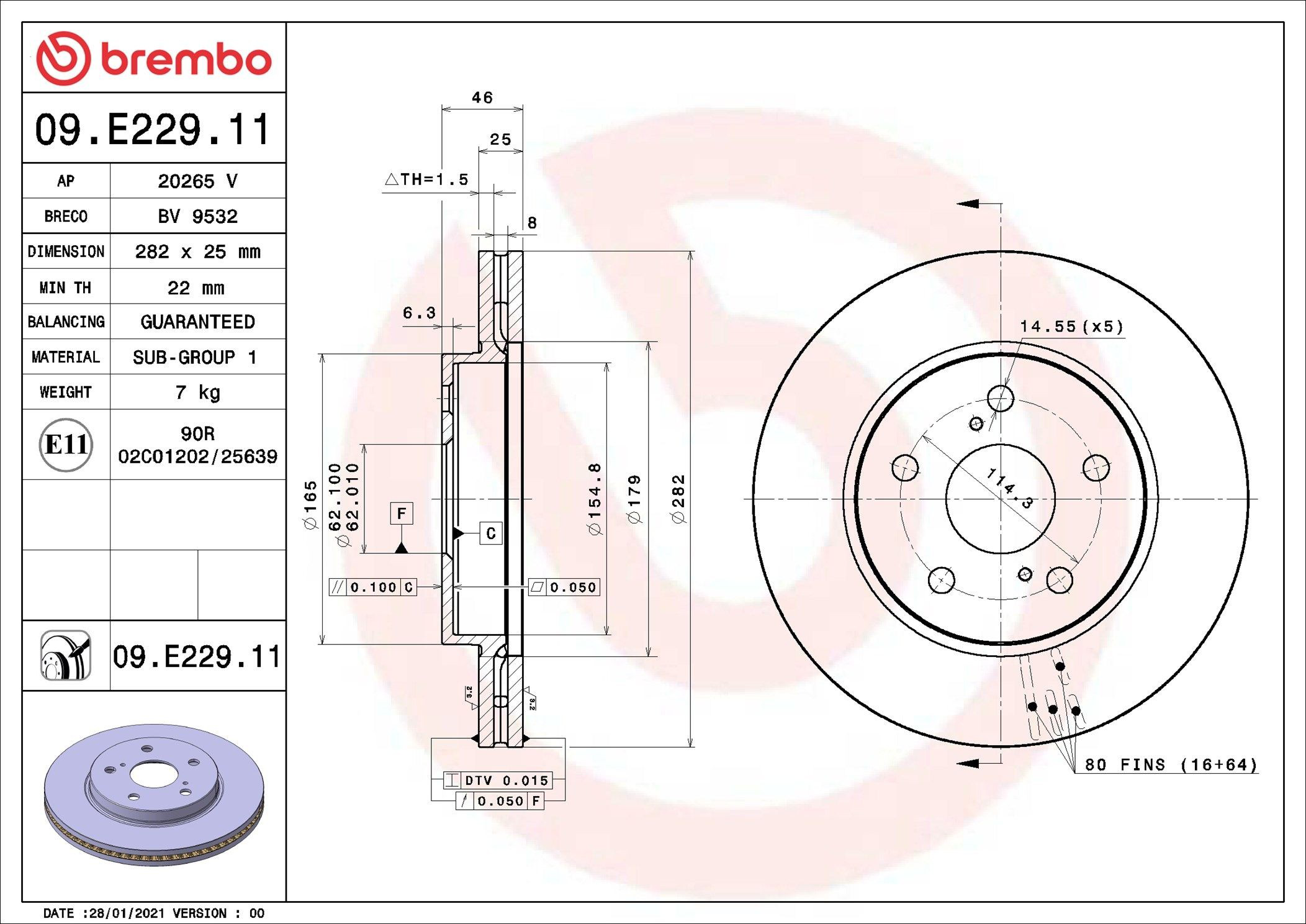 Disco do freio dianteiro Brembo 09E22911 preço, a partir de 65,85 USD