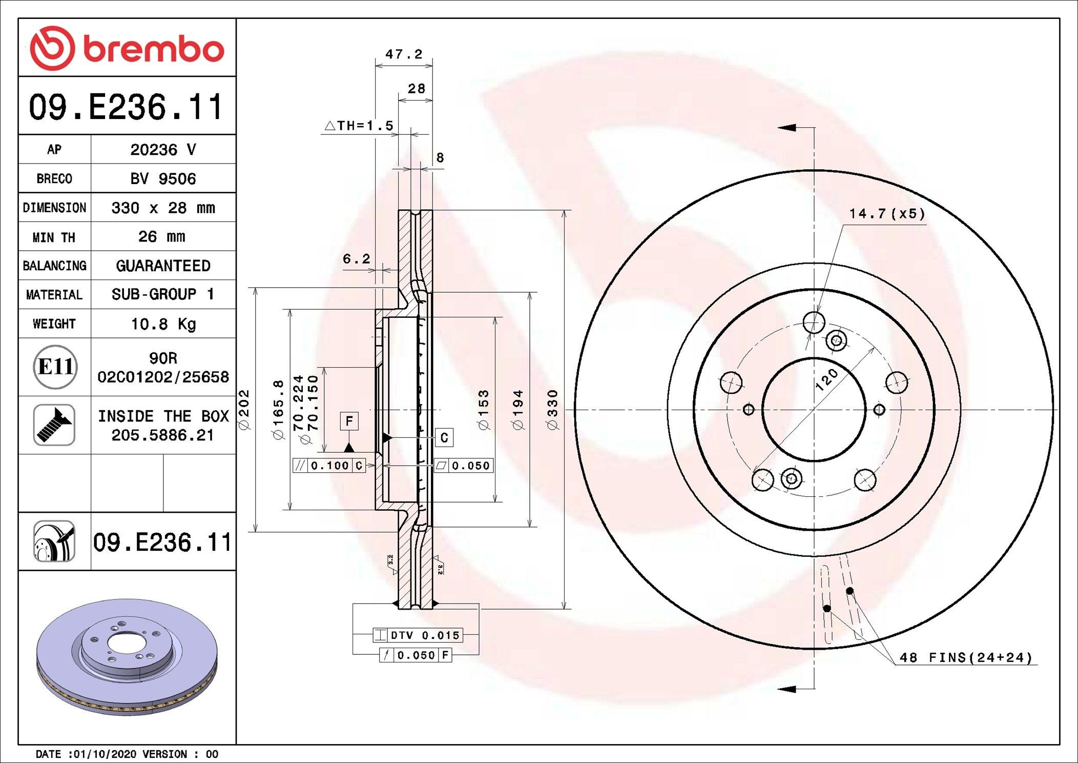 Compre 09E23611 Brembo Disco do freio dianteiro
