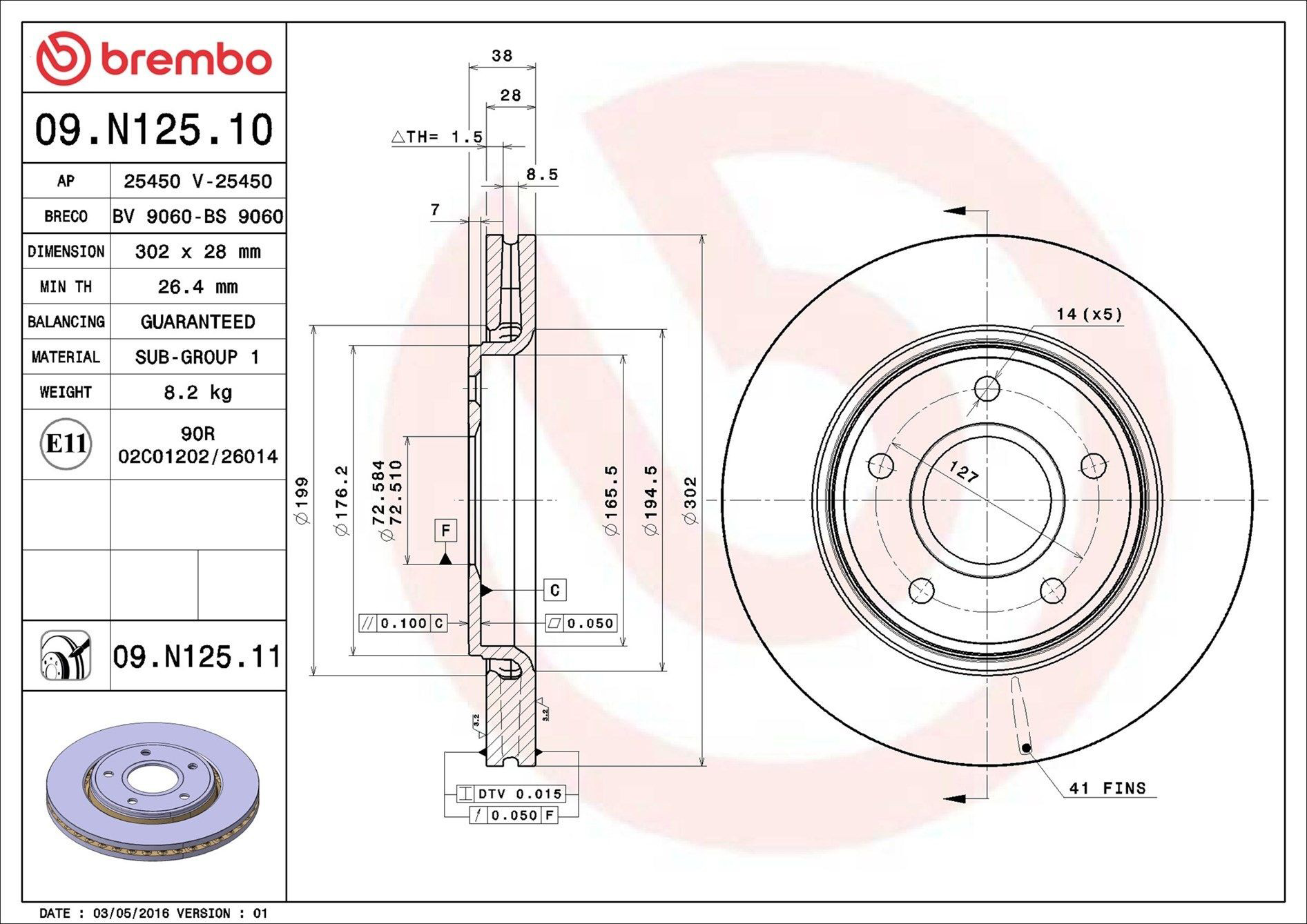 Disco do freio dianteiro Brembo 09N12511 preço, a partir de 48,40 USD