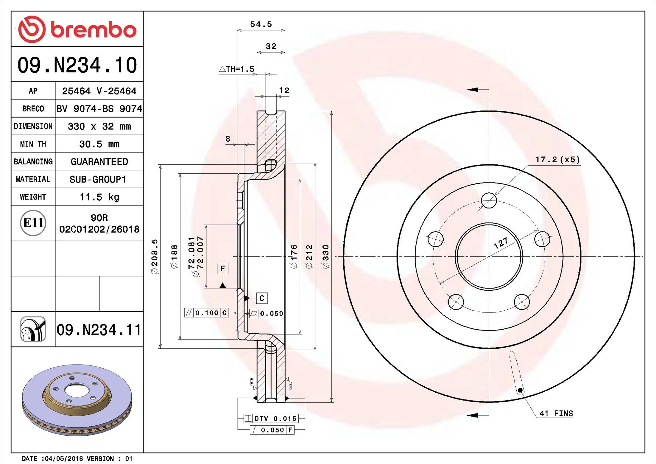 Disco do freio dianteiro Brembo 09N23411 preço, a partir de 98,99 USD