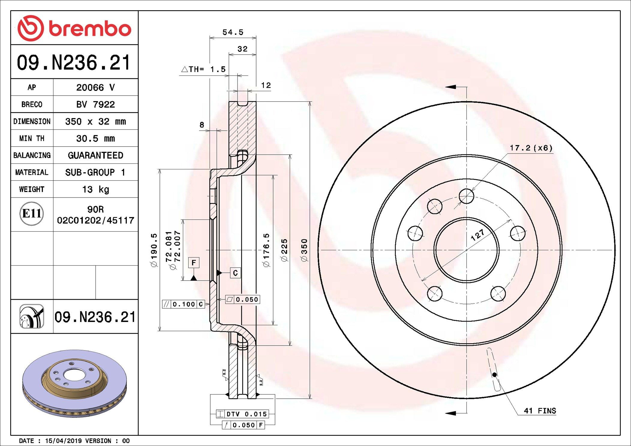 Disco do freio dianteiro Brembo 09N23621 preço, a partir de 122,80 USD